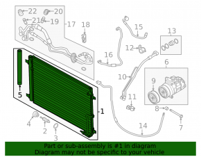 Air conditioning condenser radiator Audi A8 12-16 3.0, 6.3