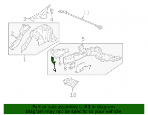 Side member bracket right Honda Accord 13-17 plug-in, hybrid