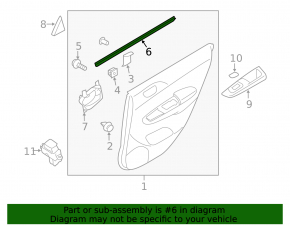 Molding door-glass central rear right Subaru Impreza WRX GH 08-14 5d black