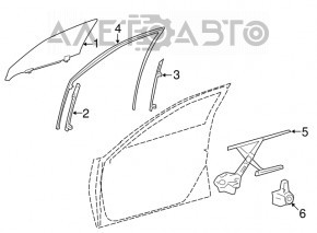 Glass seal front right Lexus LS460 LS600h 07-12