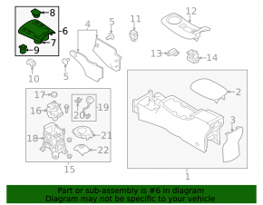Front console trim with cup holders for Nissan Leaf 11-12