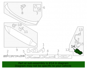 External handle with trunk release button for Kia Sportage 23-26 with camera