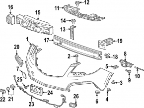 Front bare upper bumper Buick Encore 13-16 for parking sensors