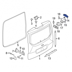 Tailgate release button with license plate light for Ford Focus mk3 11-15 pre-restyling