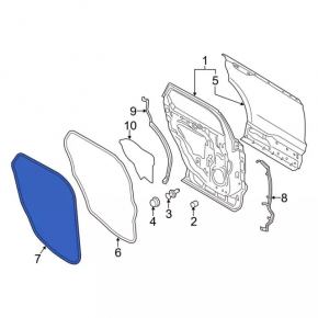Door opening seal on the threshold left Ford Edge 15-24