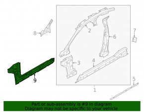 Body threshold metal with front pillar right Ford Fusion mk5 13-20