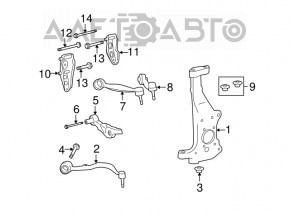Lower control arm front right front Lexus LS460 07-12 rwd crack in silent block