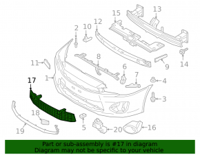 Mitsubishi Lancer 16-17 front bumper central grille