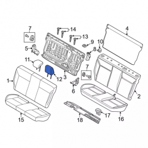 Headrest rear left Ford Focus mk3 11-18 type 1, cloth gray