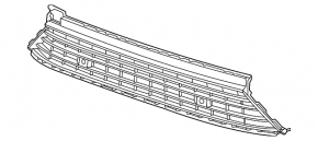 Lower grille for the front bumper of the VW Atlas 21-23, gloss black, for parking sensors, R-Line