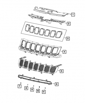 Jeep Compass 17-21 Front Bumper Upper Grille