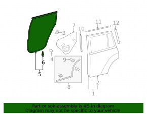 Door seal rear right Toyota Highlander 08-13 beige