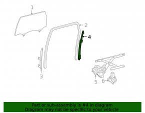 Long rear left door glass guide for Toyota Sequoia 2016