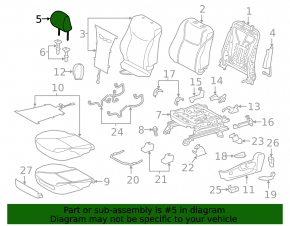 Front left headrest for Toyota Prius V 15-17 leather, black