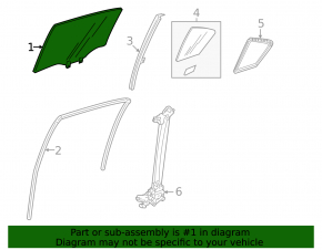 Glass door rear right Honda Accord 13-17