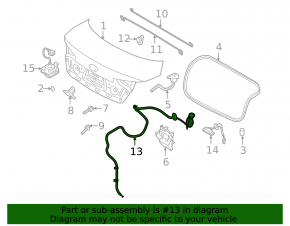Kia Optima 11-15 Trunk Lock Release Cable