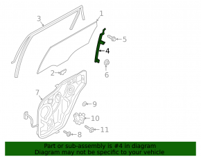 Rear left door glass guide Hyundai Santa FE 19-23