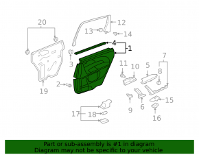 Rear left door panel for Acura MDX 2007-2009