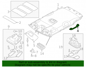 Ceiling handle rear left Kia Soul 14-19 gray