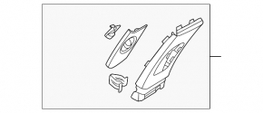 Left center pillar trim, upper belt, dark gray, Hyundai Sonata 20-26