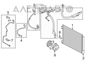 Nissan Rogue Sport 17-22 air conditioning condenser radiator, dented honeycomb, dented tube