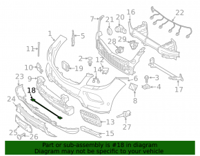 Wiring for the front bumper of a Mercedes W166 ML 12-15 without parking sensors, for a camera