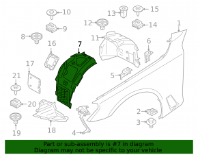 Front left fender liner, front part, BMW 6 GT G32 18-19