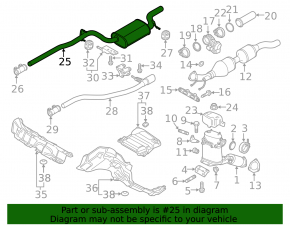 Rear muffler barrel VW Passat b7 12-14 USA diesel