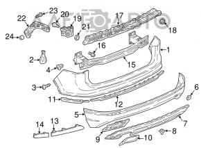 Rear bumper bare upper part VW Tiguan 18-24 white LB9Z, worn