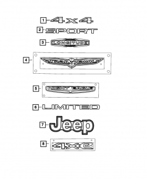 Emblem badge JEEP tailgate Jeep Renegade 15- TRH black