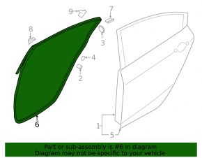 Door seal rear left Kia Forte 4d 14-16