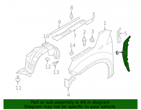 Right door-wing seal for Kia Sorento 10-15