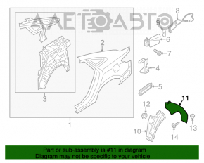Rear right fender liner Hyundai Azera 12-17 rear part
