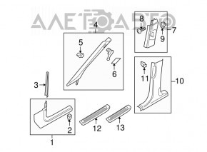 Right front pillar trim for Audi Q5 8R 09-17, beige, dry-cleanable