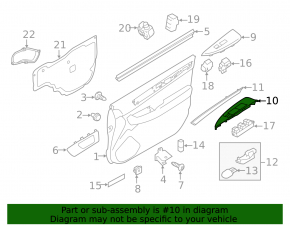 Front left window lift control trim Subaru Outback 15-19 black