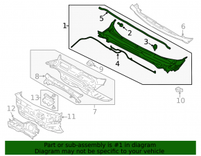 Windscreen wiper grille plastic Ford Fusion mk5 13-20