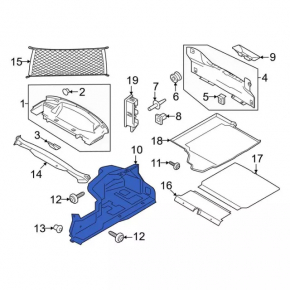 Front trunk floor for Ford Mustang mk6 15-23 coupe, gray