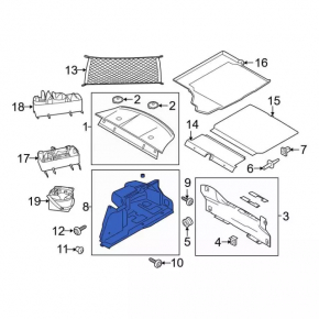 Front trunk floor for Ford Mustang mk6 15-23 coupe, gray