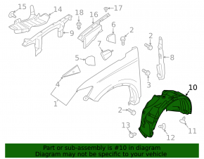 Front right fender liner Lincoln Nautilus 19-23
