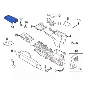 Console central armrest Ford Escape MK4 20-24 leather, beige with black