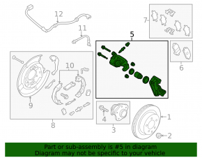 Rear right caliper assembly for Nissan Leaf 11-13