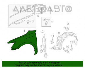 Front right wing Lexus CT200h 11-17 GORDON, graphite 1H9, bumpers, rust