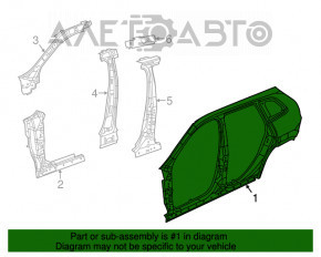 Quarter wing rear left Jeep Cherokee KL 19-23 on the body, white