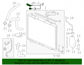 Upper right radiator mount for a 2020 Honda Passport 19-25