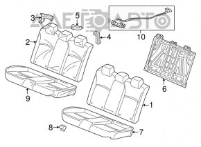 Rear seat cover, 2nd row, Honda Civic X FC 16-21, 4D, beige, 2-piece