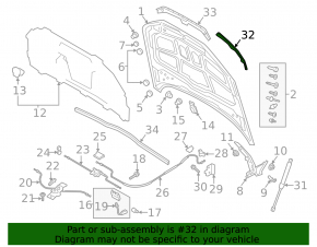Right hood seal Audi A4 B9 17 - broken mount