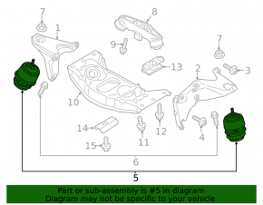Left engine mount for Porsche Panamera 10-16 AWD, 3.0, 3.6
