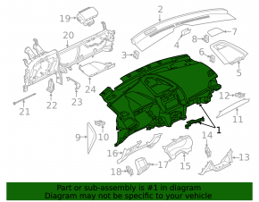 Torpedo front panel without AIRBAG Ford Edge 15-18 black start-stop
