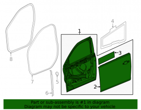 Door bare front right Chevrolet Malibu 13-15
