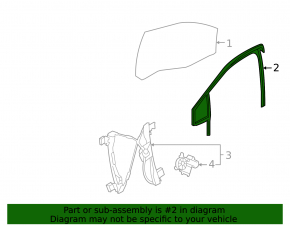 Upper door molding, front right, Chevrolet Cruze 16- with glass seal and window